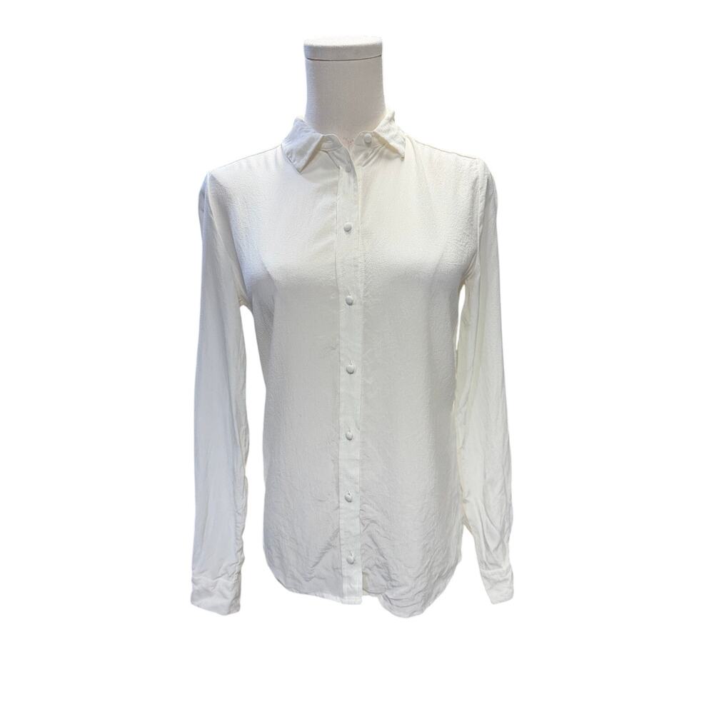 Sézane Ann Silk Button Down Shirt – Ecru - Picture 2 of 6